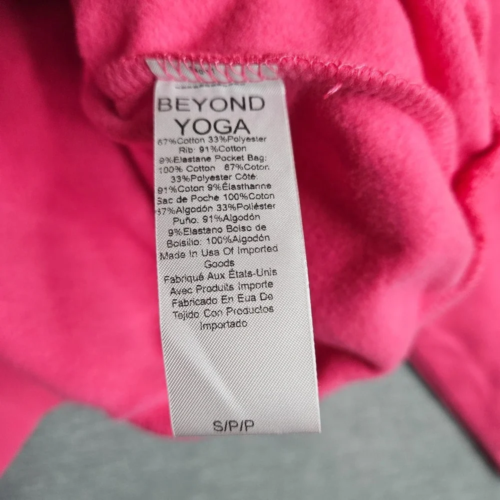 Beyond Yoga Womens Sweatshirt S Pink Cropped Fleece Pullover Lounge Athleisure